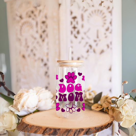 Dog Mom Glass Cup