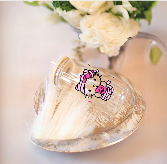 Mummy Kitty Glass Cup
