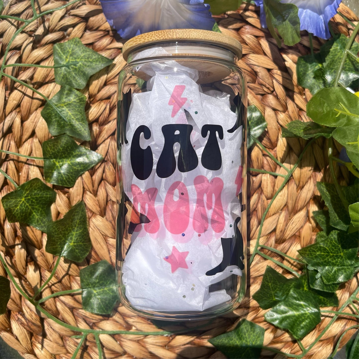 Cat Mom Glass Cup